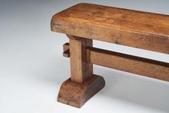 French Provincial Solid Oak Bench France 1920s - 2339015