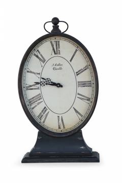 French Provincial Style Black Tole Clock with Base - 4671070