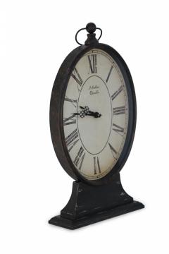 French Provincial Style Black Tole Clock with Base - 4671077