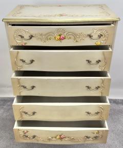 French Provincial Style Highboy Chest of Drawers or Dresser with Floral Design - 3850492