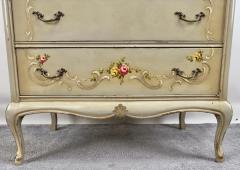 French Provincial Style Highboy Chest of Drawers or Dresser with Floral Design - 3850504