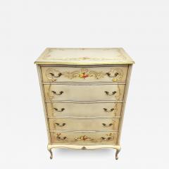 French Provincial Style Highboy Chest of Drawers or Dresser with Floral Design - 3854898