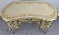 French Provincial Style Kidney Shaped Lady Writing or Vanity Desk with Ottoman - 3852055