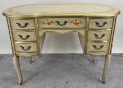 French Provincial Style Kidney Shaped Lady Writing or Vanity Desk with Ottoman - 3852056