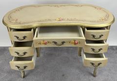 French Provincial Style Kidney Shaped Lady Writing or Vanity Desk with Ottoman - 3852060