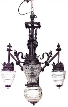 French Provincial Style Wrought Iron and Glass Floral Chandelier - 4169970