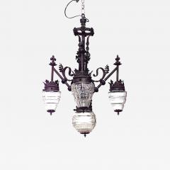 French Provincial Style Wrought Iron and Glass Floral Chandelier - 4186293