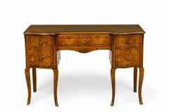 French Provincial style Burlwood Vanity Desk with Glass Top - 4170217
