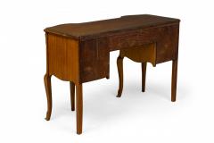French Provincial style Burlwood Vanity Desk with Glass Top - 4170219