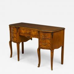 French Provincial style Burlwood Vanity Desk with Glass Top - 4186351