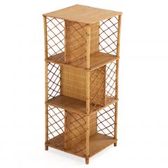 French Rattan Open Square Bookshelf C 1950  - 4706216