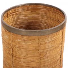 French Rattan and Brass Basket C 1970 - 4651622