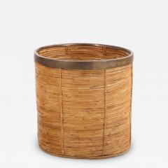 French Rattan and Brass Basket C 1970 - 4651666