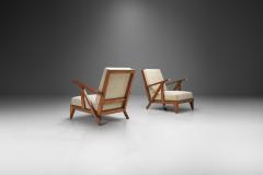 French Reconstructivist Oak Lounge Chairs France 1950s - 2228612