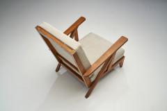 French Reconstructivist Oak Lounge Chairs France 1950s - 2228613