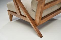 French Reconstructivist Oak Lounge Chairs France 1950s - 2228620
