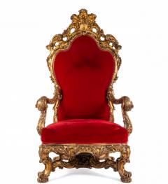 French Regence Red Velvet Throne Chair - 1404168