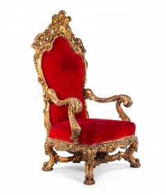 French Regence Red Velvet Throne Chair - 1404169