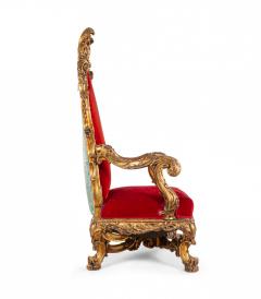 French Regence Red Velvet Throne Chair - 1404170