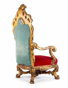 French Regence Red Velvet Throne Chair - 1404171