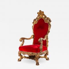 French Regence Red Velvet Throne Chair - 1509516
