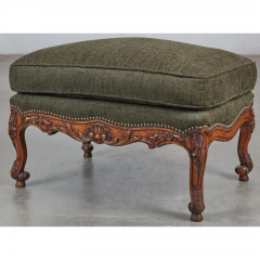 French Regence Style Carved Walnut Fauteuil Arm Chair Ottoman - 3511114