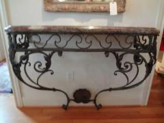 French Regence Wrought Iron Console Table with Marble Top - 3762460