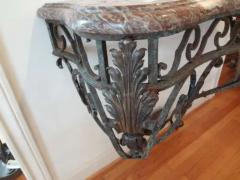 French Regence Wrought Iron Console Table with Marble Top - 3762468