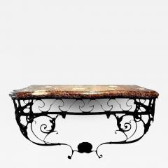 French Regence Wrought Iron Console Table with Marble Top - 3763533