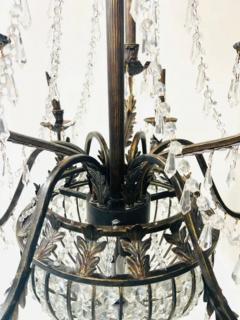 French Regency Empire Style Basket Bronze Crystal Chandelier 9 Arms 12 Lights - 2867038