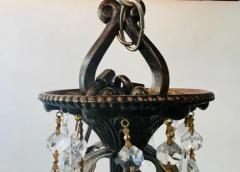 French Regency Empire Style Basket Bronze Crystal Chandelier 9 Arms 12 Lights - 2867177