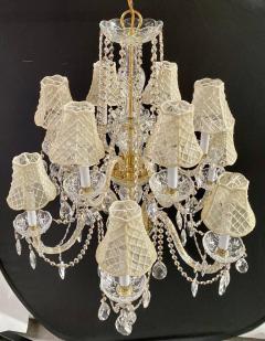 French Regency Style Crystal with Gold Frame Chandelier Custom Shades 12 arms - 3329958