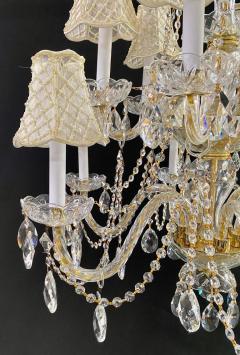 French Regency Style Crystal with Gold Frame Chandelier Custom Shades 12 arms - 3329960