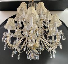 French Regency Style Crystal with Gold Frame Chandelier Custom Shades 12 arms - 3329961