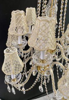 French Regency Style Crystal with Gold Frame Chandelier Custom Shades 12 arms - 3329964