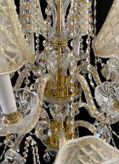 French Regency Style Crystal with Gold Frame Chandelier Custom Shades 12 arms - 3329966