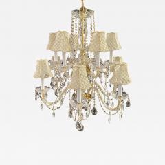 French Regency Style Crystal with Gold Frame Chandelier Custom Shades 12 arms - 3333326