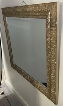 French Regency Style Mirror in Silver Champagne Tone With Beveled Glass - 2866500