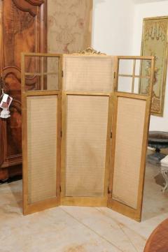 French Renaissance Revival Folding Three Panel Screen with Hand Painted Motifs - 3416911