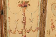 French Renaissance Revival Folding Three Panel Screen with Hand Painted Motifs - 3417081