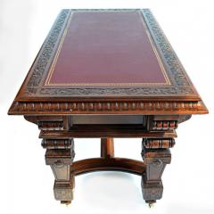 French Renaissance Revival Library Table Writing Desk Walnut 19th Century - 160921