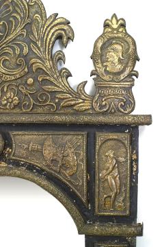 French Renaissance Style Brass Embossed Wall Mirror - 1399701