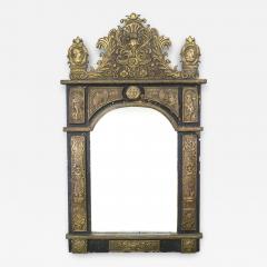 French Renaissance Style Brass Embossed Wall Mirror - 1403364