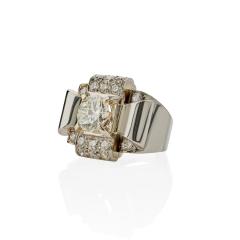 French Retro 18K White Gold and Diamond Ring - 3405801