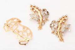 French Retro Diamond and Gold Clip or Brooch - 771156