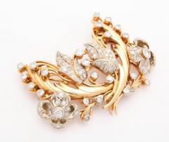 French Retro Diamond and Gold Clip or Brooch - 771159