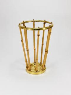French Riviera Bamboo Brass Midcentury Umbrella Stand Austria 1950s - 4067903