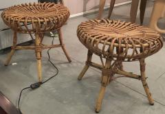 French Riviera Set of 4 Bamboo Round Bench in Perfect Vintage Condition - 454897