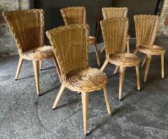 French Riviera charming rattan set of 6 dinning table chairs - 2955666