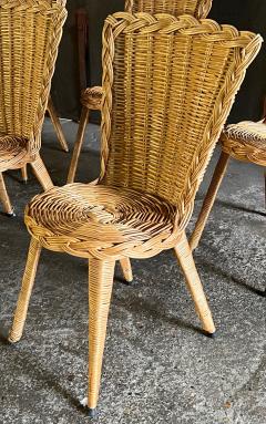 French Riviera charming rattan set of 6 dinning table chairs - 2955668